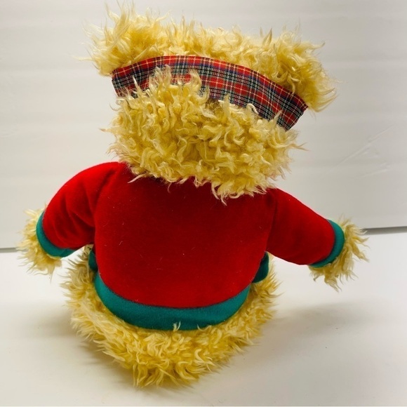 Hallmark Merrily Bear Christmas Plush Stuffed Toy w/ Plaid Head Band/Sucks NWT - Picture 3 of 6